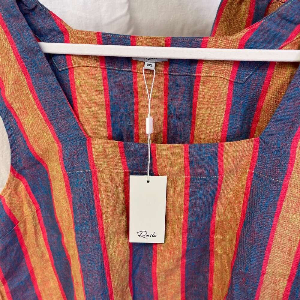 Striped Wide-Leg Linen-Blend Pants in Blue and Pink - Picture 6 of 13